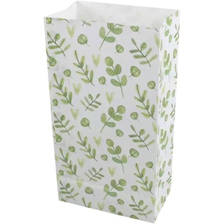 5 Papiertüten Floral grün| H 23cm - 7,5 x 12cm | Geschenktüte Hochzeit Geburtstag Gastgeschenk DIY