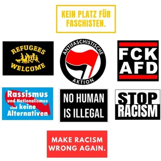 Gegen Rechts Sticker Set, 8 Stück, FCK AFD, gegen Rassismus, Aufkleber Set - Wasserfeste Vinyl Aufkleber - Aufkleber für Autos, LKWs, Vans, SUVs, Wände, Fenster, Laptops und Notizbücher