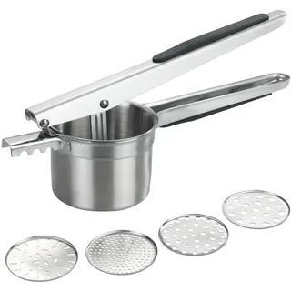 Wenko Multi-Presse XL aus Edelstahl, große Kartoffelpresse und Küchenpresse mit 4 Einsätzen, 330 ml