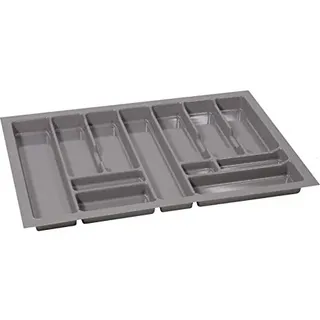 Besteckkasten für Schubladen 80 cm, Silber, Einstellbar Breite 73 - 49 cm | Schubladen Organizer mit Fächern, zuschneidbar, robuster Kunststoffeinsatz, Besteckeinsatz für Besteck und Küchenutensilien