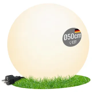 8 seasons LED Kugelleuchte 50 cm Shining Globe weiß – Kugellampe XL außen | wetterfest IP65, LED austauschbar, E27-Fassung, warmweißes Licht, mit Strom, Leuchtkugel für Garten, Terrasse, Balkon