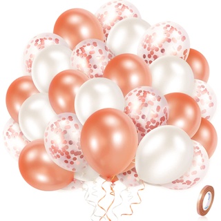 Luftballons Set 60 Stück, Qhou Konfetti Luftballons Farbige Luftballons Dekorationen Metallic Latex Luftballons Perfekte Dekoration für Hochzeit, Geburtstag, Party, Festival Aktivitäten Zubehör