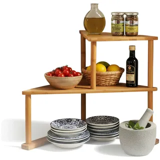Küchenregal Eckregal Holz 39x52cm stehend Aufbewahrungsregal Gewürzregal Küche