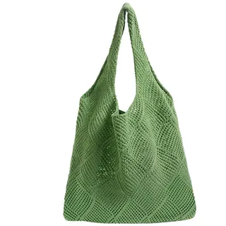 Augesak Gehäkelte Strandtasche Damen, Häkeltasche Strandtasche, Gestrickte Umhängetasche Sommer, Leichte Strick Tote Tasche, Beach Bag Netz für Urlaub Reisen Strand Frühling Sommer und Alltag