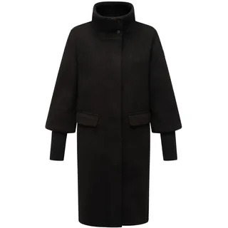 Navahoo modischer Damen Übergangsmantel in Woll-Optik mit Rippstrickärmeln Polarblüte 14 Black Gr. XL - XL