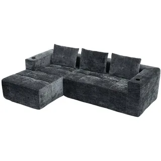 Wishdor 4-Sitzer, Grau, Textil, L-Form, 258x163 cm, Wohnzimmer, Sofas & Couches, Wohnlandschaften, Ecksofas