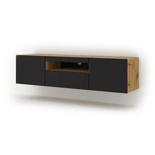 bim sp. z o.o. Aura Lowboard 150x42x37 cm Schwarz Matt/Eiche Holz