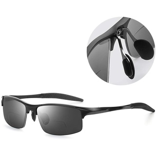 CAOXN Polarisiert Bifocal Lesebrille, Mens Anti UV-Außen Uv400 Sonnenbrillen Für Fahren Und Angeln Presbyopie Brillen,Schwarz,+3.00