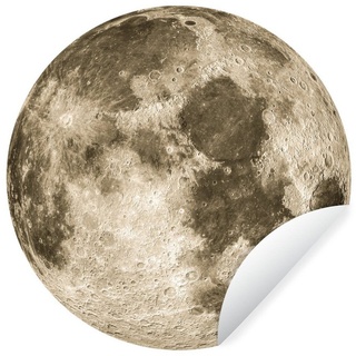 MuchoWow Wandsticker Weltraum - Mond - Jahrgang (1 St), Tapetenkreis für Kinderzimmer, Tapetenaufkleber, Rund, Wohnzimmer bunt 30 cm x 30 cm x 0.1 cm