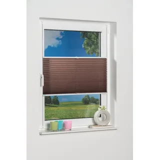 K-home Klemmfix-Plissee 60 x 130 cm (B x L) Mokka Lichtschutz +++ Moderne Crushed Optik +++
