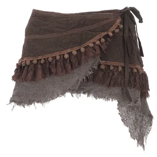 Guru-Shop Minirock Goa Cacheur mit Spitze, Minirock, Wickelrock.. alternative Bekleidung braun M
