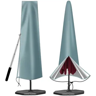 OKPOW Sonnenschirm Schutzhülle 3m mit Stab Wasserdicht 190x30/50cm | Mit Reißverschluss & Kordelzug Einfach Anzubringen & Abzunehmen; 600D Wasserdicht, Wetterfest, Schützt Vor Regen, Schnee & UV