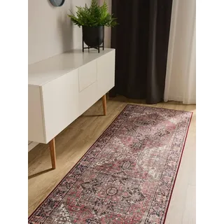 benuta Basic Waschbarer Teppich George - Multicolor/Beige 80x240 cm - Kunstfaser - Läufer & im Style: Vintage, Elegant, Retro - Pflegeleicht für Wohnzimmer Schlafzimmer Flur