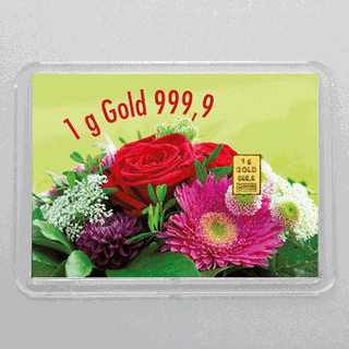 Goldbarren 1g Gold statt Blumen (Flip)