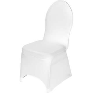 TexDeko Stretch Stuhlhussen Bankett Stuhlbezug Universell in Gastronomie-Qualität Bezug Hochzeit Event strapazierfähig (Weiß)