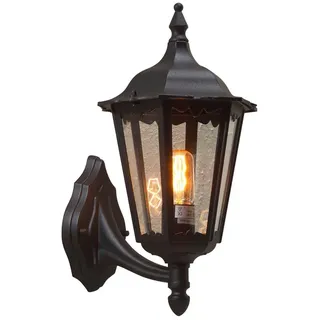 KONSTSMIDE LED Außen-Wandleuchte antike Wand-Laterne stehend, Höhe 44cm, LED wechselbar, Warmweiß, Außenleuchte zur Fassadenbeleuchtung, inkl. E27 Leuchtmittel schwarz