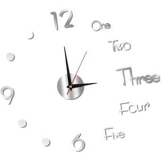 Nachtlicht-Wanduhr, Wanduhr, Nachtlichtfunktion, rahmenlose, dekorative, leuchtende, stille Uhr, 3D, rahmenlose Wanduhr Leuchtende arabische Ziffern Uhr für Wohnzimmer, Schlafzimmer(40cm-Silber-)