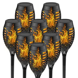 WinGluge 8 Stück Solarleuchten für Außen Garten, Außen IP65 Wasserdicht | Solarlampen, 12 LED Solar Fackel Gartenfackeln, Fackeln für Draußen mit Realistischer Flammeneffekt, für Außen, Gärten