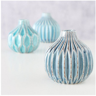 BOLTZE Dekovase 3er Set "Lenja" aus Keramik in blau/türkis, Vase (3 St)
