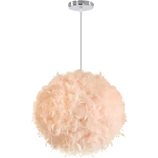 iDEGU Moderne Pendelleuchte, Ø 30 cm Hängelampe aus Federn Kugel Lampenschirm E27 Deckenleuchte Kronleuchter für Schlafzimmer, Wohnzimmer (Blau)