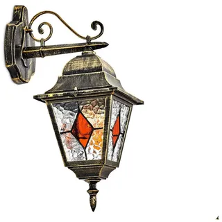 hofstein Außen-Wandleuchte Außenwandlampe aus Metall/Glas in Gold/Schwarz/Klar/Bernstein, ohne Leuchtmittel, Außenwandleuchte im Retro/Vintage/Antik/Landhaus-Design, E27, IP44 schwarz