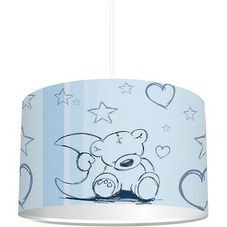 STIKKIPIX Lampenschirm KL03, Kinderzimmer Lampenschirm Teddy in blau, kinderleicht eine Blaue Teddybär-Lampe erstellen, als Steh- oder Hängeleuchte/Deckenlampe, perfekt für Teddybär-begeisterte Jungen & Mädchen blau