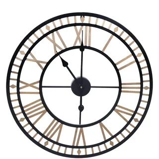 kangten Wanduhr, 80 cm Modern Metall Uhr Römische Ziffern Quarzuhr Vintage Uhren für Wohnzimmer Schlafzimmer Küchendekoration (Ohne Akku)