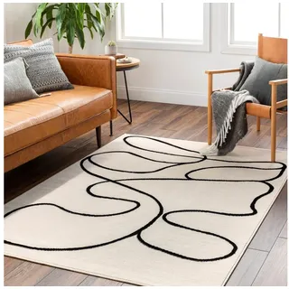 Livabliss Teppich KANO, rechteckig, Höhe: 11 mm, Skandinavischer Teppich, Kurzflor Boho-Wohnzimmerteppich, Läufer weiß 150 cm x 213 cm x 11 mm
