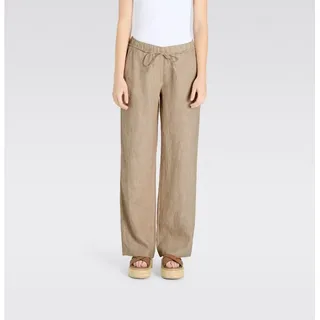 MAC Leinenhose CHIARA BELT Sommerhose Wide Fit, mit geradem, weitem Bein braun 46