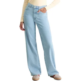 Marc O'Polo Weite Jeans "aus Organic-Cotton-Stretch-Mix", Damen, Gr. 33, Länge 32, blau (light blau), Obermaterial: 95% Baumwolle, 4% Elastomultiester, 1% Elasthan, unifarben, loose fit normal, Jeans