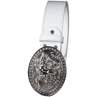 PYWJGZSX Gürtel, Western Cowboy Gürtel, Herren Gürtel, Bulle Dekorative Blume Gürtel, Cowboy Gürtel/White/105Cm/41.3In