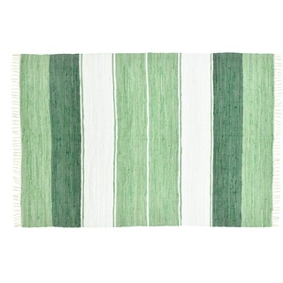 THEKO Handwebteppich Happy Design Stripes dunkelgrün 90 x 160 cm