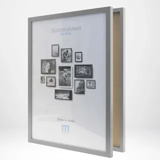 M MERCEO 2 Stk. Bilderrahmen 50x70cm in grau aus MDF, minimalistisch & modern für Fotos & Bilder. Inkl. Acrylglasschutz. Eignet sich als Tisch-Aufsteller und für die Wand, Hochformat oder Querformat.