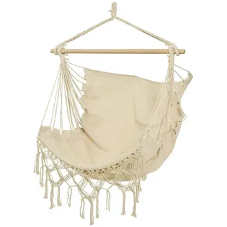 Hängesessel Ibiza Fransen Hängestuhl Beige Natur Boho Style Hippie Outdoor Camping
