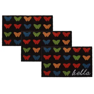 Betz Kokosmatte Fußmatte Schmutzfangmatte 100% Kokos Größe 45x75x1,5 cm, (3-St) bunt