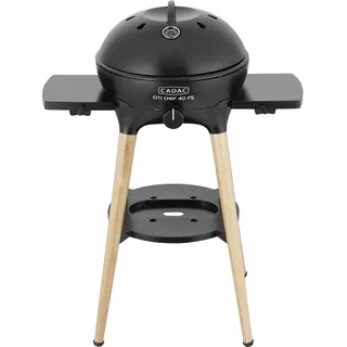 Cadac® Citi Chef Kugel-Gasgrill mit antihaftbeschichtetem Aluminium-Grillrost und integriertem Thermometer im Deckel - Schwarz