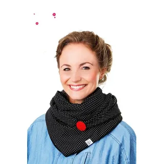 Wishproject® Halstuch Schwarz mit Weißen Punkten, Loopschal, Rundschal, Hergestellt in Deutschland, Hochwertige Materialien