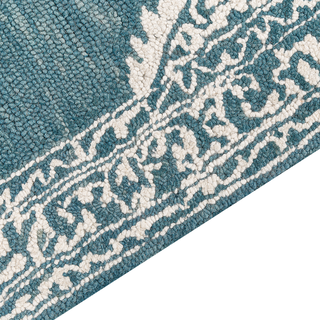Teppich Wolle weiß / blau 160 x 230 cm GEVAS