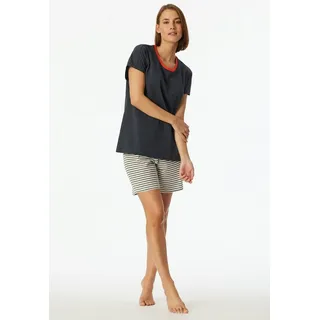 SCHIESSER Schlafanzug Kurze Hose Kurzarm-Casual Essentials in graphit | Gr.: 40