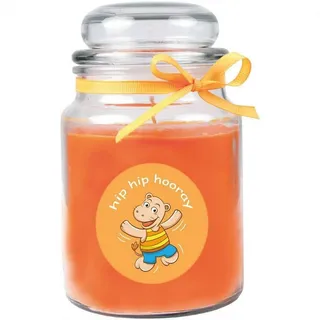 HS Candle Duftkerze (1-tlg), Kerze im Bonbonglas, Motivkerze mit ca. 110 Std. Brenndauer orange