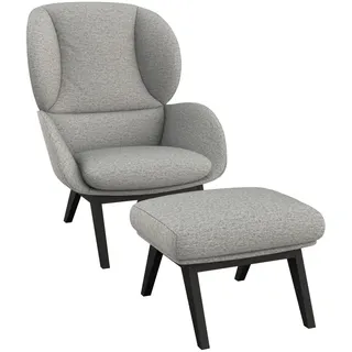 Ohrensessel FLEXLUX "Adria Designsessel, Loungesessel", grau (sophisto grau), B:78cm H:100cm T:96cm, 100% Polyester, Sessel, Ohrensessel, Stil & Komfort, organische Form, Fuß Holz schwarz