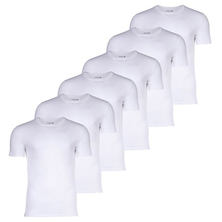 LACOSTE Herren T-Shirts, 6er Pack - Essentials, Rundhals, Slim Fit, Baumwolle, einfarbig Weiß XL