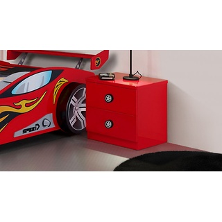 Rot lackierter Kinder-Nachttisch im Rennwagen-Design - Tuning