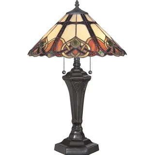 Elstead LIGHTING LED Tischleuchte, Leuchtmittel nicht inklusive, Tischleuchte Schreibtischlampe Beistelllampe Tiffany-Glas Stahl bunt