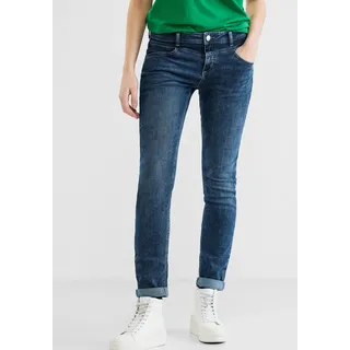 Slim-fit-Jeans STREET ONE Gr. 32, Länge 30, blau (deep indigo used wash) Damen Jeans Röhrenjeans im 4-Pocket-Style