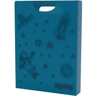 ergobag Heftebox Astronaut - Dunkelblau | mit Griff für mehr Ordnung im Schulranzen, durchsichtig und stabil zum Schutz von Heften und Unterlagen in DIN A4