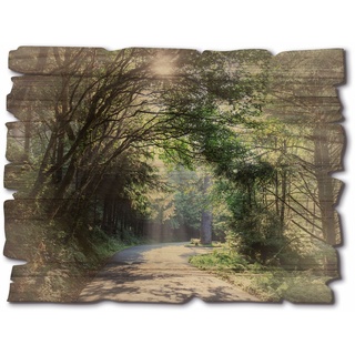 Artland Holzbild Sonniger Wald, Landschaftsbilder, (1 St.) B/H/T: 40 cm x 30 0,6 grün Bilder Wohnaccessoires