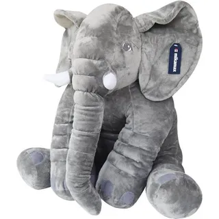 GROSSES ELEFANTEN-PLÜSCHTIERKISSEN 65 cm. Geschenk für ein Kind, Mädchen - Grau