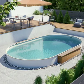 Ovalpool Stahlwandbecken Größenauswahl Tiefbecken Einbaupool Made in Germany