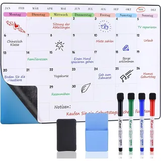 Whiteboardfolie | magnetisch & selbstklebend | Meterware | Rollenware | beschreibbar | Magnettafel | Magnetwand | Rahmenlos Whiteboard | für Hoch- und Querformat (Wochenplaner/Monatsplaner 60x40cm)